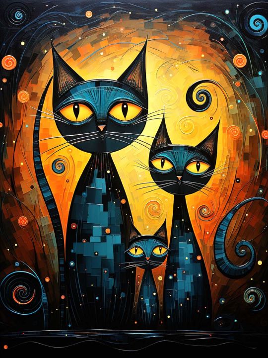 Алмазная мозаика без подрамника «Кошачья семья» 130x100 см