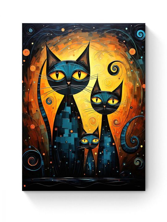 Алмазная мозаика на подрамнике «Кошачья семья» 40x30 см