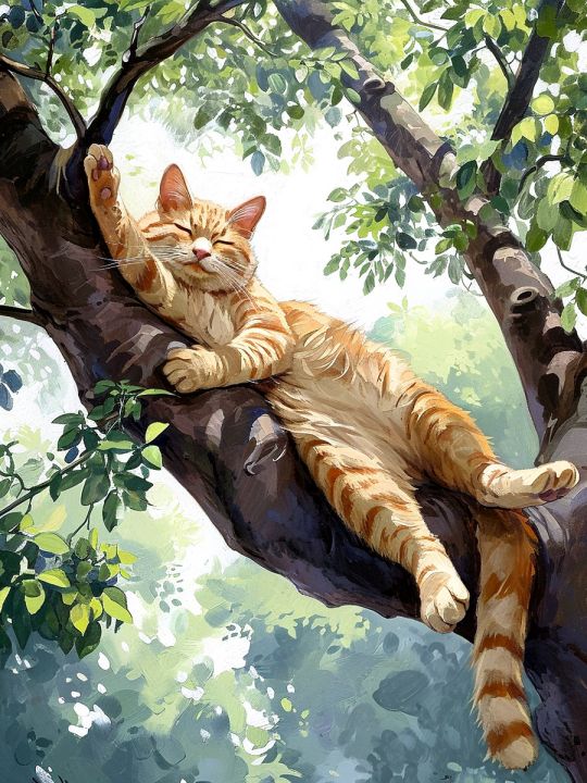 Алмазная мозаика без подрамника «Котик на ветке» 60x45 см