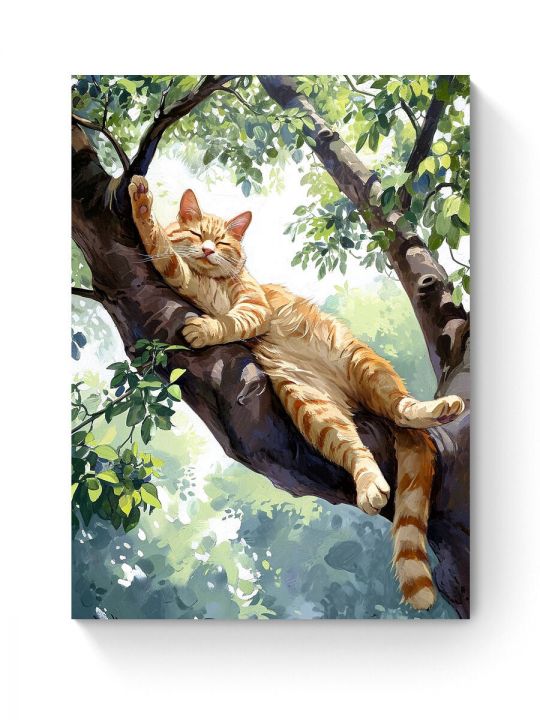 Алмазная мозаика на подрамнике «Котик на ветке» 90x70 см