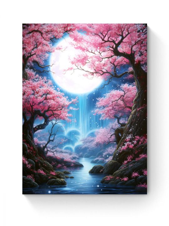 Алмазная мозаика на подрамнике «Сияние луны» 50x40 см