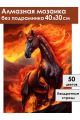Алмазная мозаика без подрамника «Огненный конь» 40x30 см