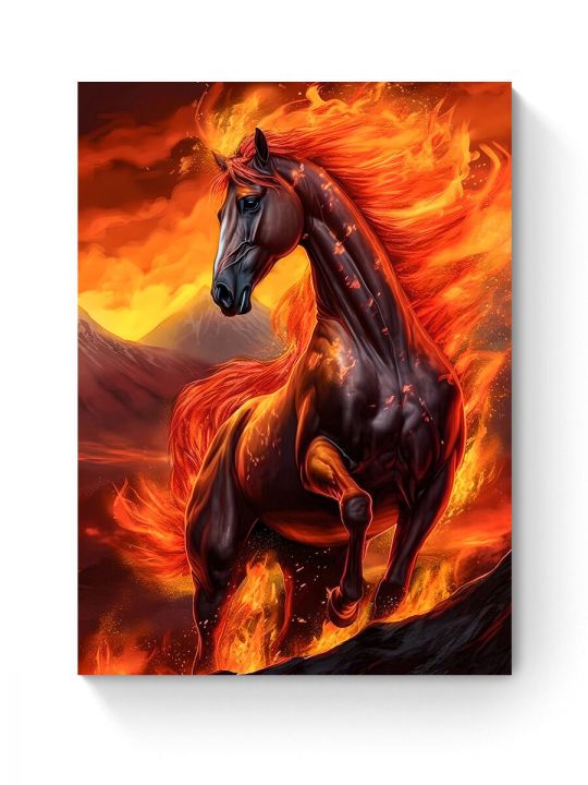 Алмазная мозаика на подрамнике «Огненный конь» 50x40 см