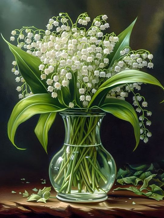 Алмазная мозаика без подрамника «Ландыши» 50x40 см