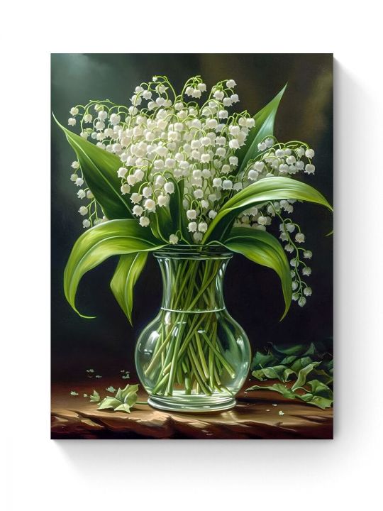 Алмазная мозаика на подрамнике «Ландыши» 50x40 см