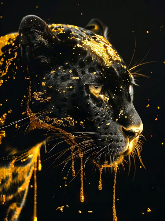 Алмазная мозаика без подрамника «Золотая пантера» 60x45 см