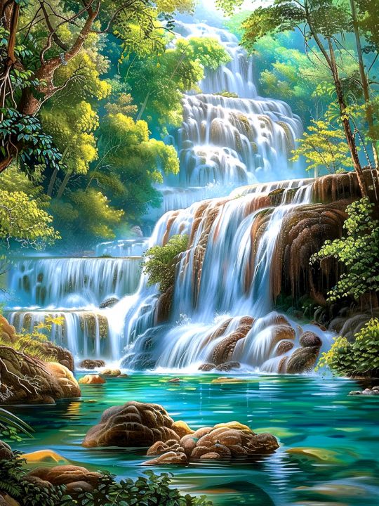 Алмазная мозаика без подрамника «Водопад» 50x40 см