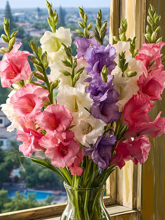 Алмазная мозаика без подрамника «Гладиолусы» 60x45 см