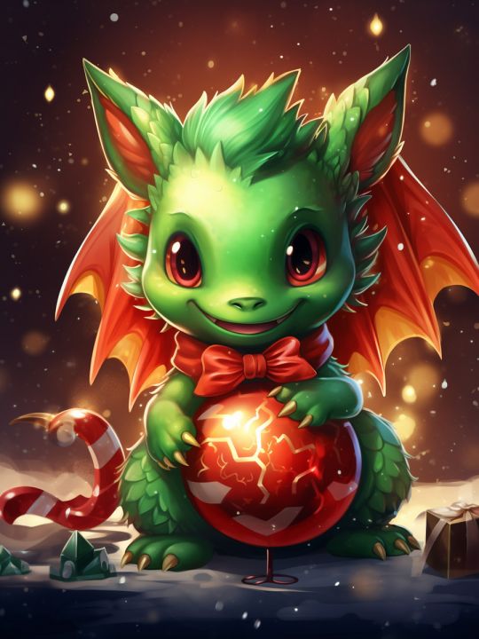 Алмазная мозаика без подрамника «Дракончик» 70x50 см