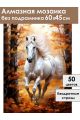 Алмазная мозаика без подрамника «Белый конь» 60x45 см