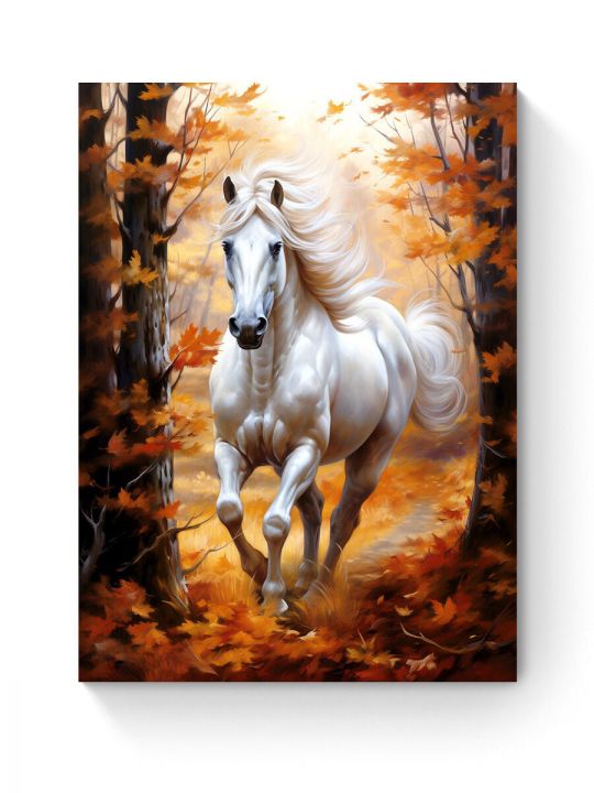 Алмазная мозаика на подрамнике «Белый конь» 50x40 см