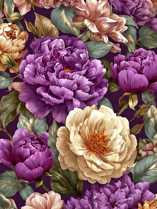 Алмазная мозаика без подрамника «Цветочный узор» 60x45 см