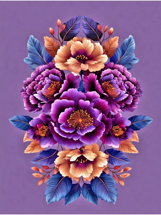 Алмазная мозаика без подрамника «Цветочный узор» 35x25 см