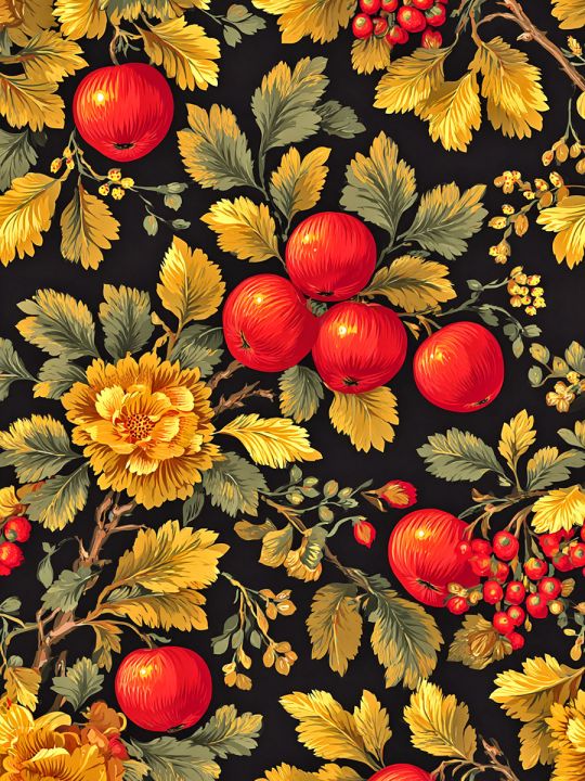 Алмазная мозаика без подрамника «Узор Хохлома» 80x60 см