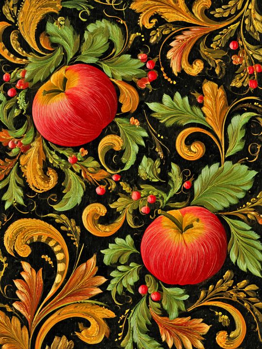 Алмазная мозаика без подрамника «Яблочный узор» 25x20 см