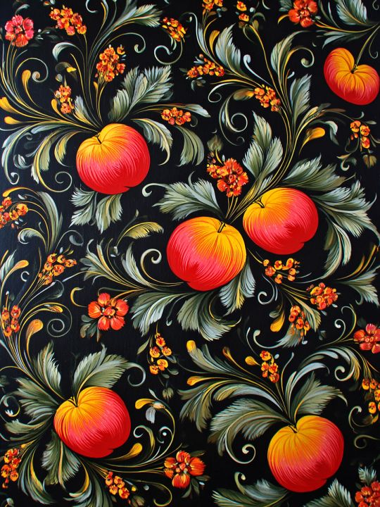 Алмазная мозаика без подрамника «Яблочный узор» 50x40 см