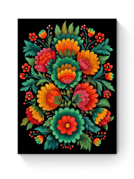 Алмазная мозаика на подрамнике «Цветочный узор» 90x70 см