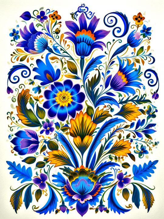 Алмазная мозаика без подрамника «Цветочный узор» 50x40 см