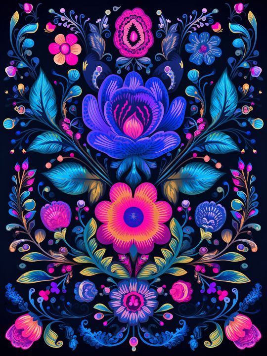 Алмазная мозаика без подрамника «Цветочный узор» 60x45 см