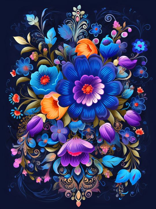 Алмазная мозаика без подрамника «Цветочный узор» 35x25 см