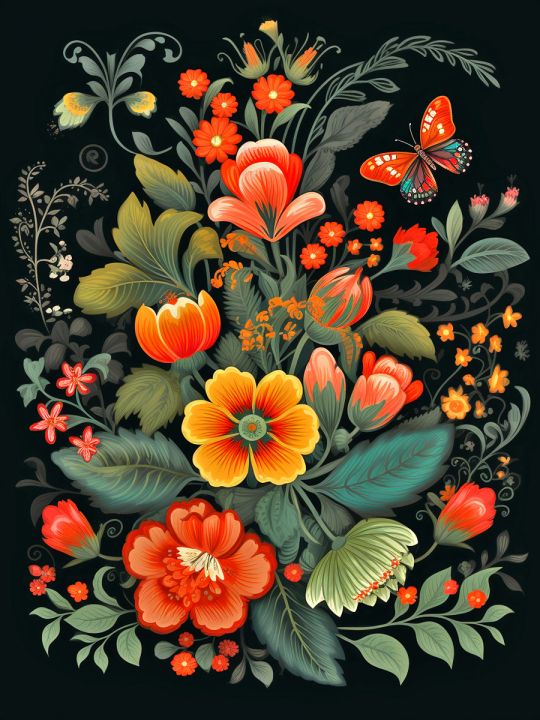 Алмазная мозаика без подрамника «Цветочный узор» 130x100 см