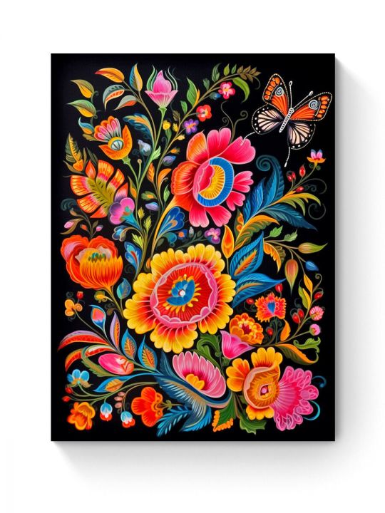 Алмазная мозаика на подрамнике «Цветочный узор» 50x40 см