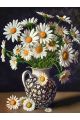 Алмазная мозаика без подрамника «Ромашки в вазе» 50x40 см