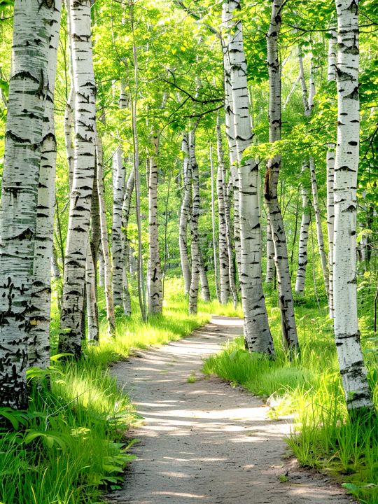 Алмазная мозаика без подрамника «Березовая роща» 25x20 см