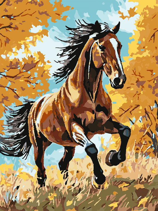 Картина по номерам без подрамника «Гнедой конь» 35x25 см