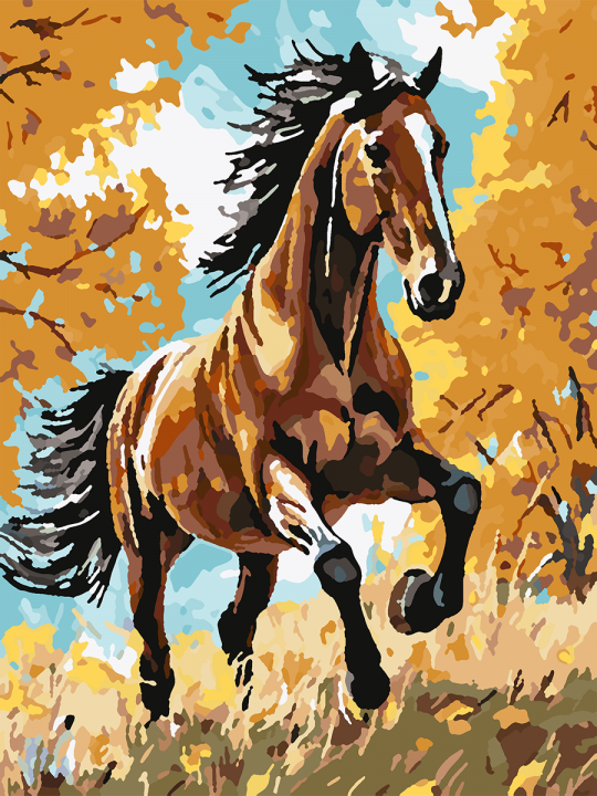 Картина по номерам без подрамника «Гнедой конь» 25x20 см