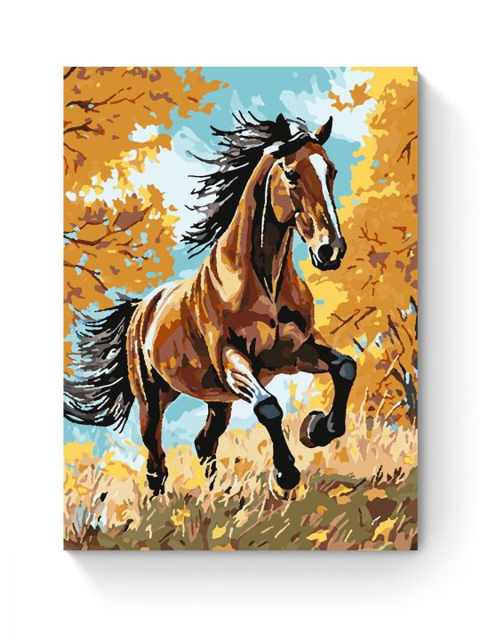 Картина по номерам на подрамнике «Гнедой конь» 35x25 см