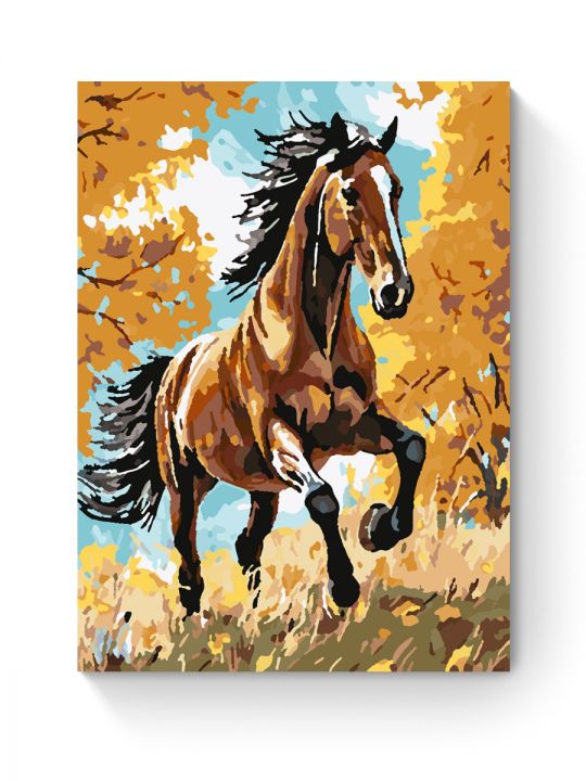 Картина по номерам на подрамнике «Гнедой конь» 25x20 см