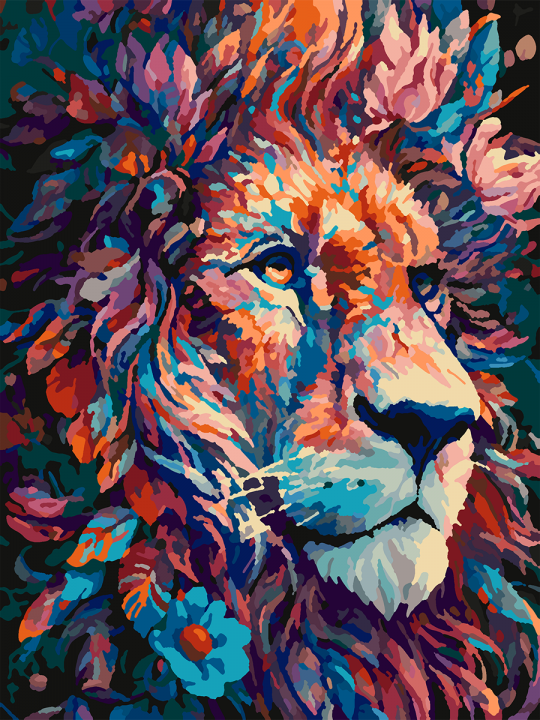 Картина по номерам без подрамника «Цветочный лев» 25x20 см