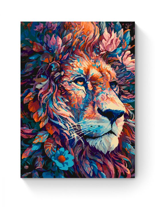Картина по номерам на подрамнике «Цветочный лев» 35x25 см