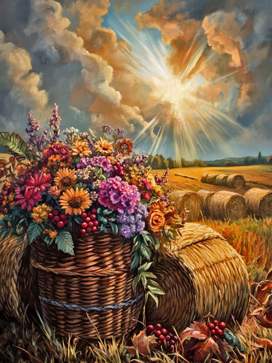 Алмазная мозаика без подрамника «Золотая осень» 35x25 см