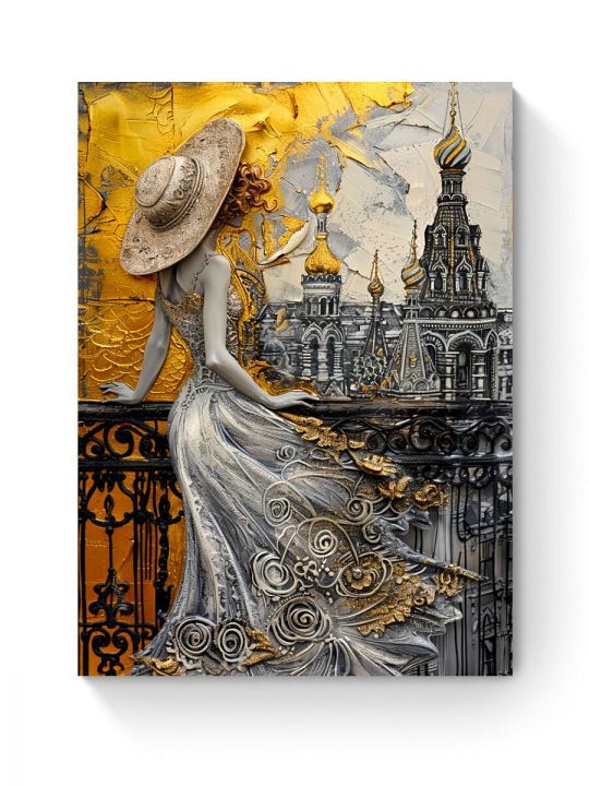 Алмазная мозаика на подрамнике «Золотая дама» 40x30 см