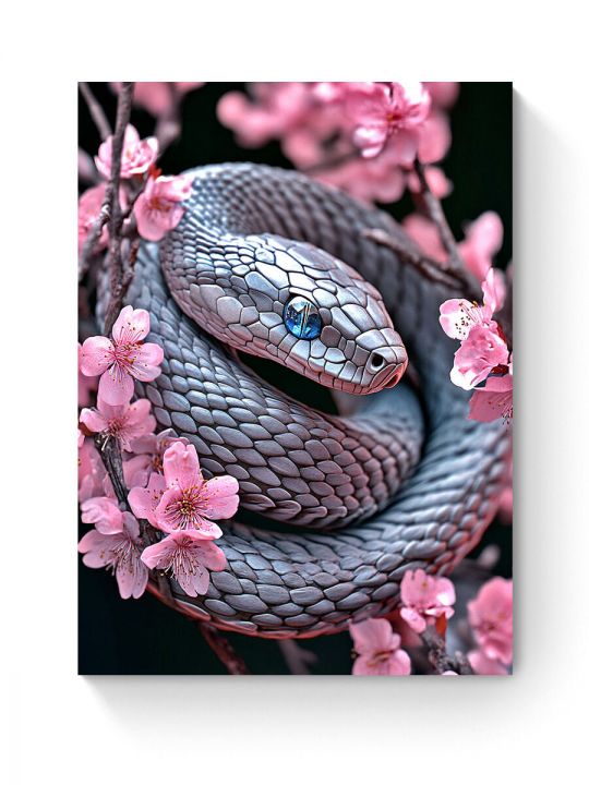 Алмазная мозаика на подрамнике «Цветочная змея» 80x60 см