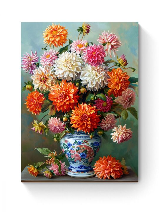 Алмазная мозаика на подрамнике «Георгины» 40x30 см