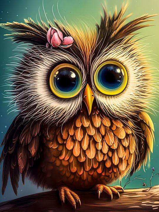 Алмазная мозаика без подрамника «Влюбленная сова» 130x100 см