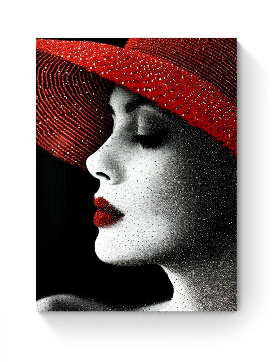 Алмазная мозаика на подрамнике «Леди в красном» 80x60 см