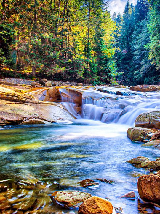 Алмазная мозаика без подрамника «Лесная река» 50x40 см