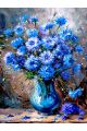 Алмазная мозаика без подрамника «Васильки» 80x60 см, 50 цветов