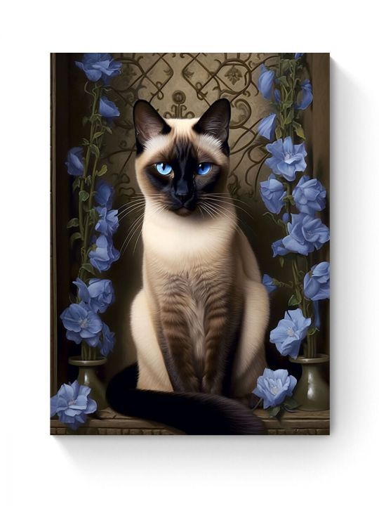 Алмазная мозаика на подрамнике «Сиамский кот» 50x40 см