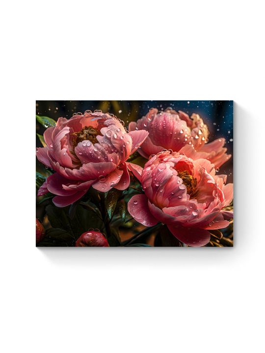 Алмазная мозаика на подрамнике «Розовые пионы» 60x45 см