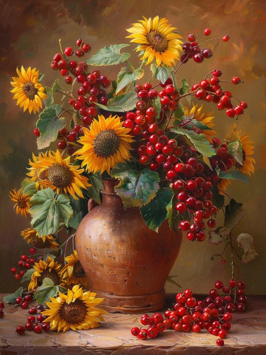 Алмазная мозаика без подрамника «Подсолнухи» 50x40 см