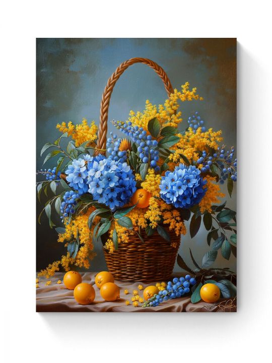 Алмазная мозаика на подрамнике «Корзина цветов» 80x60 см