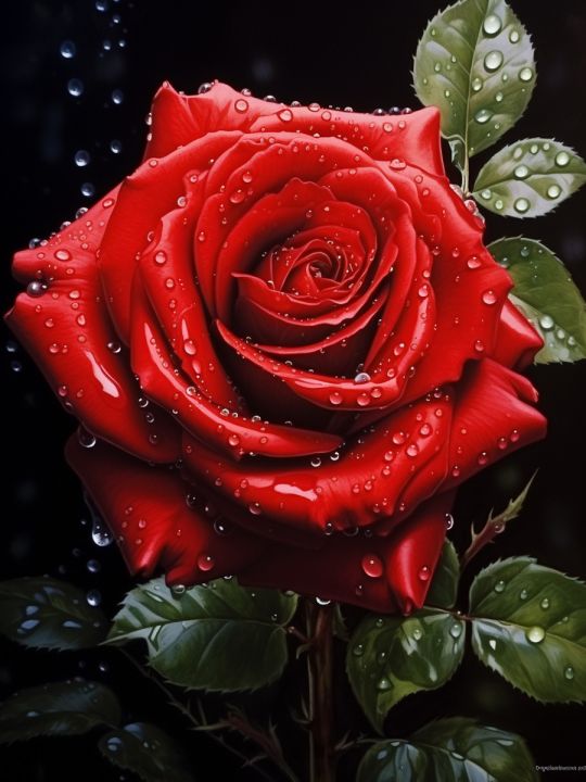 Алмазная мозаика без подрамника «Красная роза» 40x30 см