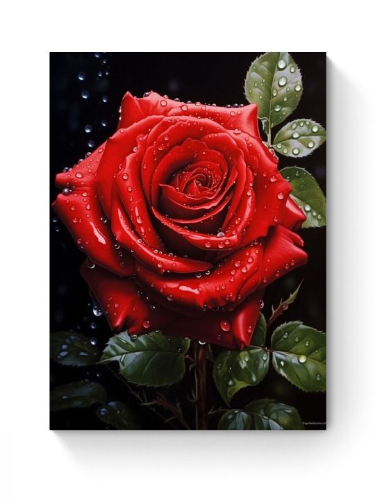 Алмазная мозаика на подрамнике «Красная роза» 90x70 см