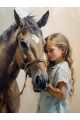 Алмазная мозаика без подрамника «Девочка с конем» 50x40 см