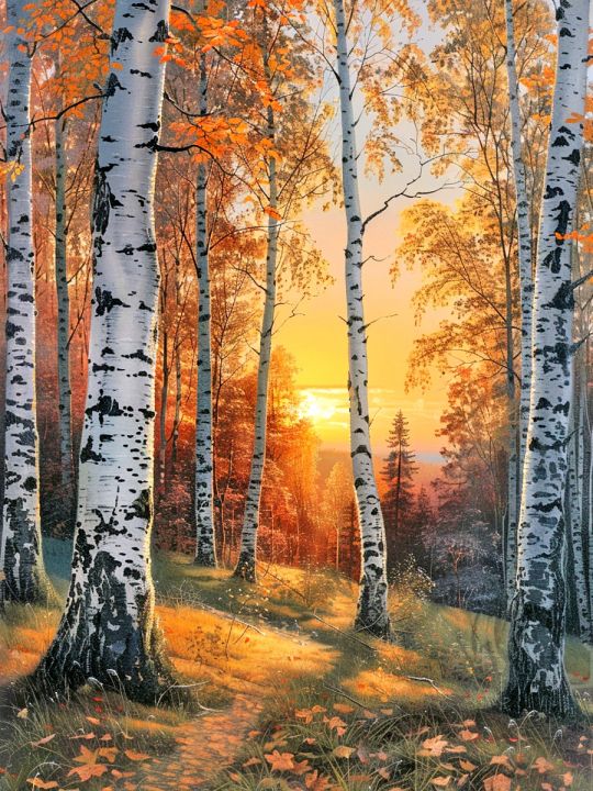 Алмазная мозаика без подрамника «Золотая осень» 50x40 см